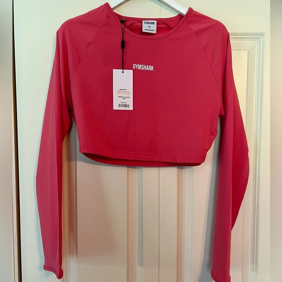 GYMSHARK TRAINING CROP LS TOP - SUNSET PINK. Size medium. - Picture 1 of 6